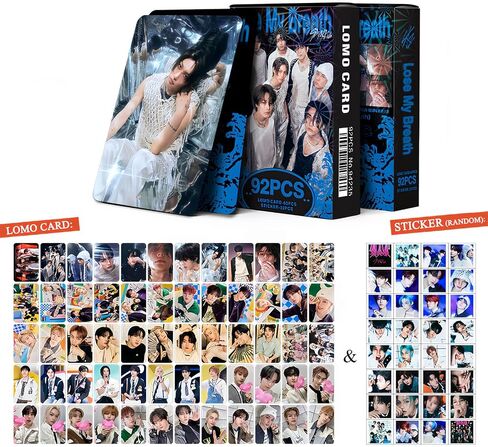 مجموعة بطاقات صور Stray Kids مكونة من 92 قطعة من بطاقات الصور Stray Kids Lose My Breath Photocards مجموعة Stray Kids Merch 60 قطعة بطاقات صور Stray Kids + 32 قطعة مجموعة هدايا ملصقات Stray Kids Kpop in Saudi Arabia