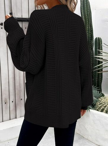 Pink Queen Women's 2024 Fall Winter Long Sleeve Cable Knit Sweater Open Front Cardigans Button Loose Outerwear in Saudi Arabia