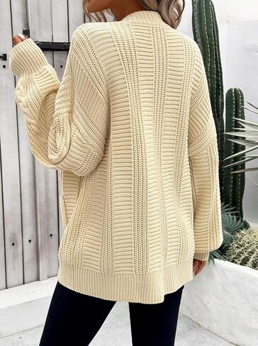 Pink Queen Women's 2024 Fall Winter Long Sleeve Cable Knit Sweater Open Front Cardigans Button Loose Outerwear in Kuwait