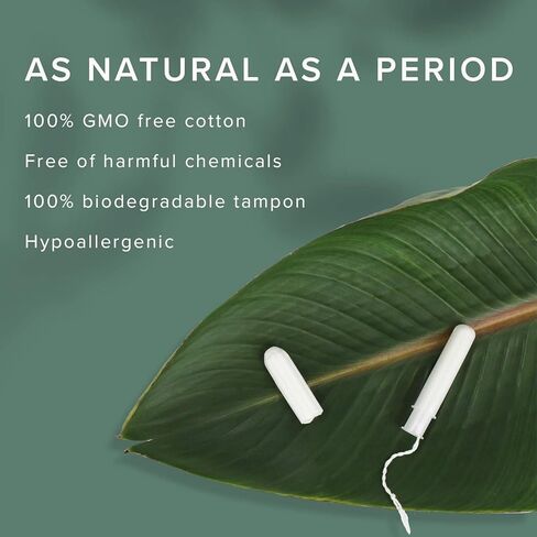 Veeda 100% Natural Cotton Tampons - Super Absorbency with Leak Proof Protection - Compact BPA-Free Applicator - Unscented & Free from Chlorine, Toxin - 16 Count in Kuwait