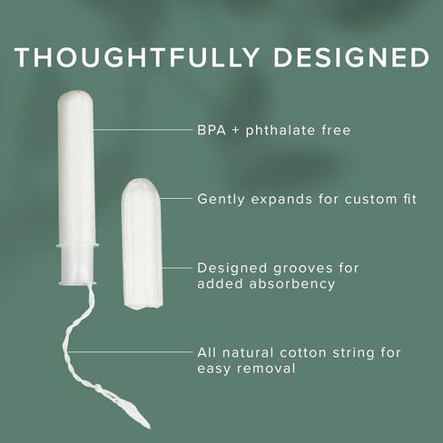 Veeda 100% Natural Cotton Tampons - Super Absorbency with Leak Proof Protection - Compact BPA-Free Applicator - Unscented & Free from Chlorine, Toxin - 16 Count in Kuwait