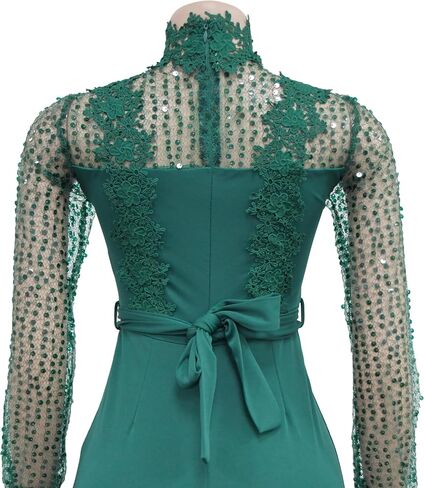 Lace Sequin Details Formal Jumpsuits for Women Elegant Evening Party in Saudi Arabia