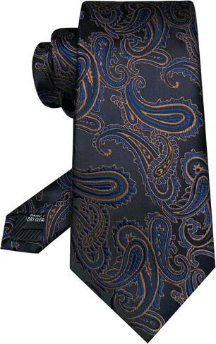JEMYGINS Mens Paisley Tie and Pocket Square,Lapel Pin,Cufflinks,Tie Clip Sets with Gift Box 5PCS in Saudi Arabia
