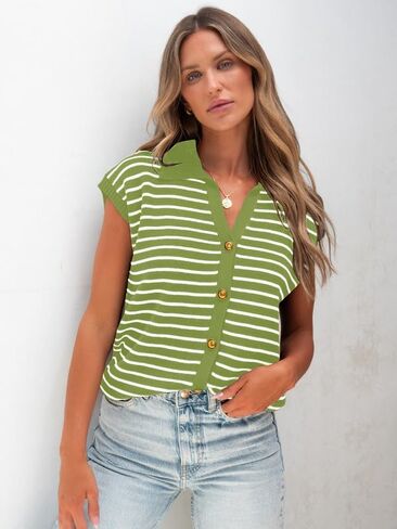 سترة سترة مخططة HDLTE للنساء - قطع علوية للعمل بأزرار علوية، سترة عمل غير رسمية، قميص منسوج عصري 2024 in Kuwait