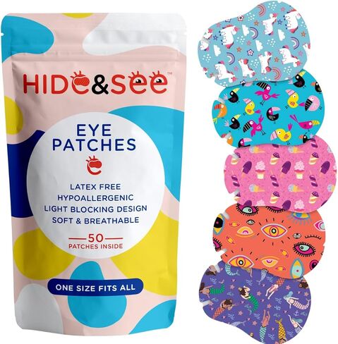 Speckles- HIDE&SEE Kids Eye Patches (Dinosaur) Fun & Comfortable Hypoallergenic Patches for Amblyopia & Strabismus Treatment, IMAGINE Pack for Boys & Girls includes motivational Reward Chart (50 Pack) in Kuwait