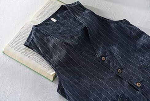 Men's Summer Casual Cotton Linen Sleeveless Thin Vest Beach Waistcoat in Saudi Arabia