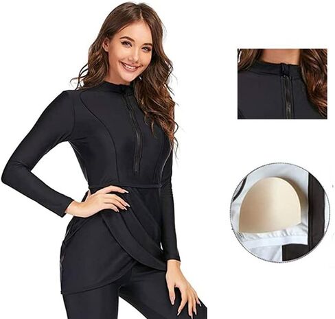 Muslim Swimsuit for Women Modest Swimwear Burkini Islamic Swimming Suit Plus Size Long Sleeve Bathing Suit in Kuwait