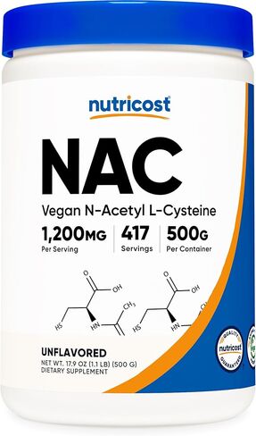 Nutricost N-Acetyl L-Cysteine (NAC) Powder 250 Grams - Vegan NAC, Non-GMO, Gluten Free in Kuwait