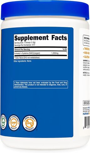 Nutricost N-Acetyl L-Cysteine (NAC) Powder 250 Grams - Vegan NAC, Non-GMO, Gluten Free in Kuwait