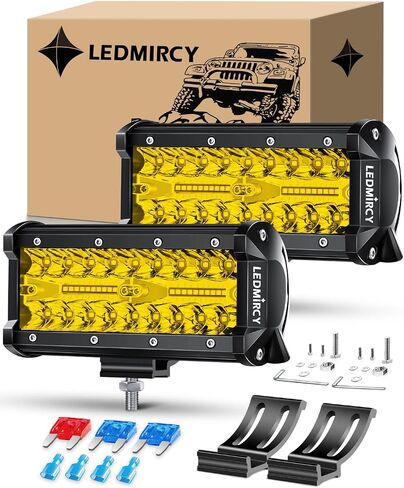 7 Inch LED Light Bar Spot Flood Combo Beam Triple Rows LED Pod Lights 2PCS White Off Road Lights for GMC Truck Tractor Excavator ATV SUV UTV Boat Cart IP68 Waterproof in Saudi Arabia
