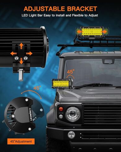 7 Inch LED Light Bar Spot Flood Combo Beam Triple Rows LED Pod Lights 2PCS White Off Road Lights for GMC Truck Tractor Excavator ATV SUV UTV Boat Cart IP68 Waterproof in Saudi Arabia