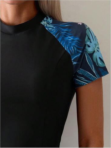 MakeMeChic Women's 2 Piece Tankini Short Sleeve Rash Guard Swimsuit Swim Shirt with Boyshorts Bathing Suit in Saudi Arabia