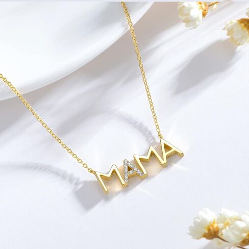 14K Gold Moissanite Mom Necklace for Women Mama Necklace for Mother's Day Birthday New Mom Mom to Be Gifts in Saudi Arabia
