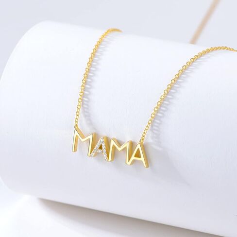 14K Gold Moissanite Mom Necklace for Women Mama Necklace for Mother's Day Birthday New Mom Mom to Be Gifts in Saudi Arabia
