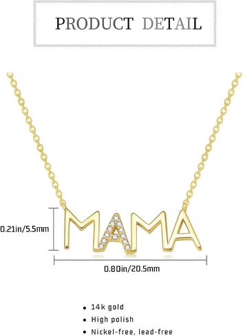 14K Gold Moissanite Mom Necklace for Women Mama Necklace for Mother's Day Birthday New Mom Mom to Be Gifts in Saudi Arabia