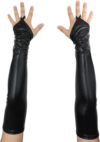 قفازات رجالية ونسائية لامعة معدنية بدون أصابع، قفازات طويلة مرنة in Kuwait