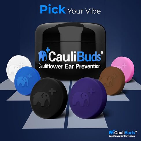 CauliBuds™ Cauliflower Ear Magnets - Premium Silicone Magnet Compression Kit for Cauliflower Ear Prevention & Treatment in BJJ, Wrestling, MMA, & Rugby - Minimize Ear Draining (Black) in Kuwait