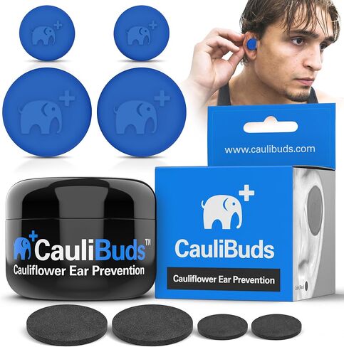 CauliBuds™ Cauliflower Ear Magnets - Premium Silicone Magnet Compression Kit for Cauliflower Ear Prevention & Treatment in BJJ, Wrestling, MMA, & Rugby - Minimize Ear Draining (Black) in Kuwait