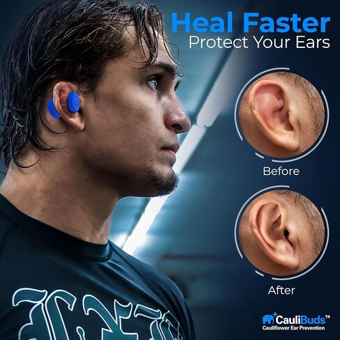 CauliBuds™ Cauliflower Ear Magnets - Premium Silicone Magnet Compression Kit for Cauliflower Ear Prevention & Treatment in BJJ, Wrestling, MMA, & Rugby - Minimize Ear Draining (Black) in Kuwait