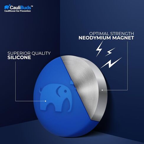 CauliBuds™ Cauliflower Ear Magnets - Premium Silicone Magnet Compression Kit for Cauliflower Ear Prevention & Treatment in BJJ, Wrestling, MMA, & Rugby - Minimize Ear Draining (Black) in Kuwait