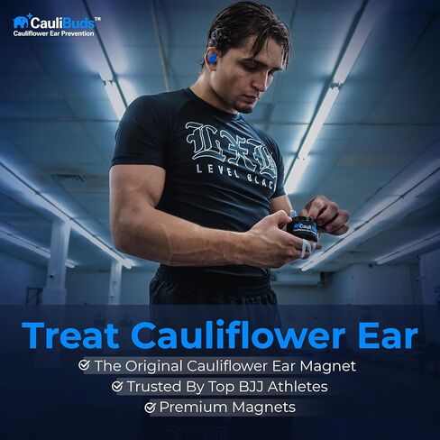 CauliBuds™ Cauliflower Ear Magnets - Premium Silicone Magnet Compression Kit for Cauliflower Ear Prevention & Treatment in BJJ, Wrestling, MMA, & Rugby - Minimize Ear Draining (Black) in Kuwait