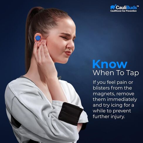 CauliBuds™ Cauliflower Ear Magnets - Premium Silicone Magnet Compression Kit for Cauliflower Ear Prevention & Treatment in BJJ, Wrestling, MMA, & Rugby - Minimize Ear Draining (Black) in Kuwait