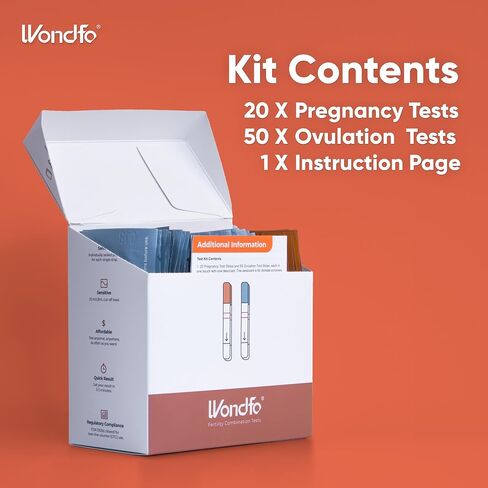 Wondfo 50 Ovulation Test Strips and 20 Pregnancy Test Strips Kit | Rapid Test Detection for Home Self-Checking (50 LH + 20 HCG)-Expirs in Dec 2026 in Saudi Arabia