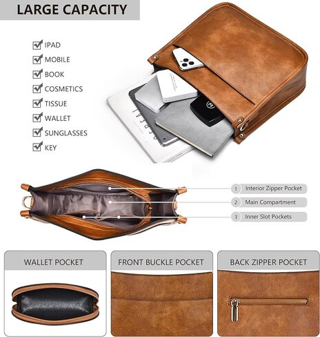 حقائب كروس للنساء من الجلد وحقائب يد مكونة من قطعتين مع حقيبة كتف عصرية بحزام جيتار ملون in Kuwait