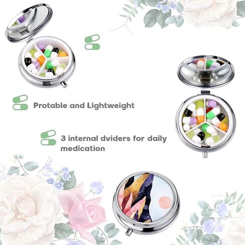 صندوق حبوب دواء مستدير من Udoosun، محفظة جيب صغيرة مزخرفة مكونة من 3 أقسام، محمولة للسفر، دواء فيتامين، حامل منظم لحبوب منع الحمل، زهرة اللوتس المائية الزرقاء، 1.97 × 1.97 × 0.8 بوصة (عبوة من قطعة واحدة) in Kuwait