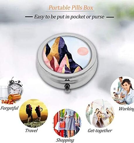 صندوق حبوب دواء مستدير من Udoosun، محفظة جيب صغيرة مزخرفة مكونة من 3 أقسام، محمولة للسفر، دواء فيتامين، حامل منظم لحبوب منع الحمل، زهرة اللوتس المائية الزرقاء، 1.97 × 1.97 × 0.8 بوصة (عبوة من قطعة واحدة) in Kuwait