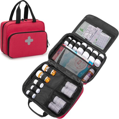 CURMIO Pill Bottle Organizer Portable Medicine Bag, Lockable Prescription Bottle Storage for Pill Bottles, Vitamins, Medical Supplements for Home Storage and Travel, Black (Empty Medicine Bag) in Kuwait
