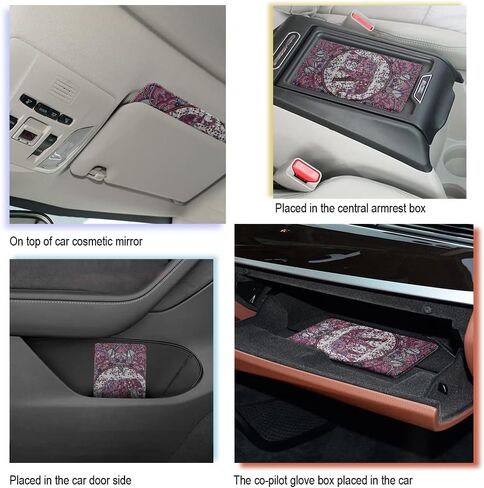 FOR U DESIGNS Leather Car Document Holder Glove Box,Sunflower Butterfly Heart Design Auto Vehicle Card Paperwork Glove Box Organizer for Driver License,Insurance Card and Other Essentials in Saudi Arabia
