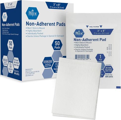 MED PRIDE Sterile Non-Adherent Pads| 100-Pack, 2"x 3"|Non-Adhesive Wound Dressing| Highly Absorbent & Non-Stick, Painless Removal-Switch| Individually Wrapped for Extra Protection in Kuwait