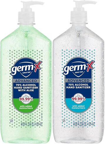 Germ-x Advanced Hand Sanitizer with Aloe and Vitamin E, Moisturizing Gel, Instant and No Rinse Formula, Pump Bottle, Back to School Supplies College, 8 Fl Oz (Pack of 6) in Kuwait