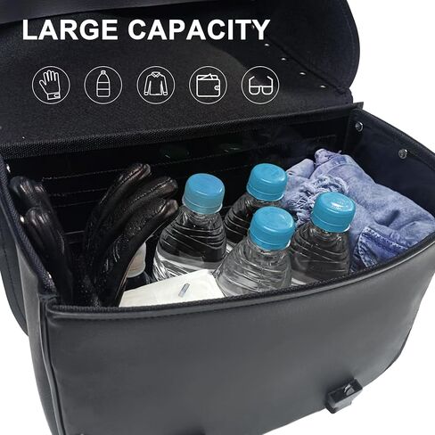 حقائب سرج الدراجات النارية من الجلد الصناعي من Dream Apparel تُرمي فوق حقائب السرج، حقائب جانبية للدراجات النارية من مادة PVC لسيارة Honda Shadow Sportster Softail Dyna V-star (أسود) in Kuwait