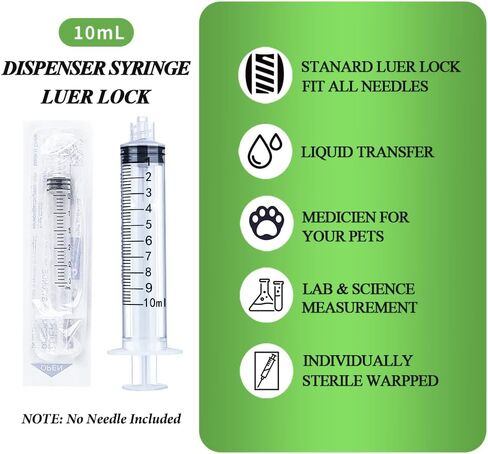 100 عبوة 10 مل من المحاقن Luer Lock مع غطاء، حقنة 10cc بدون إبرة للسائل، ملفوفة معقمة بشكل فردي in Kuwait