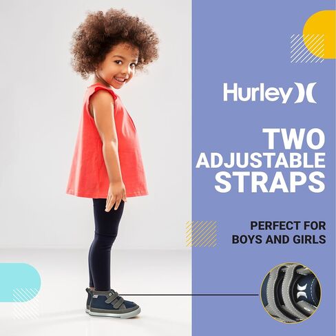 Hurley Kids Shoes for Toddlers and Little Kids, Two Strap Adjustable Closure for Easy On and Off, Stylish and Comfortable for All Day Use Perfect for Boys and Girls in Saudi Arabia