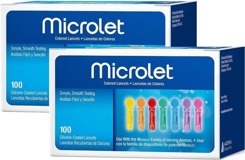 مشارط Ascensia MICROLET لفحص نسبة الجلوكوز في الدم، متعددة الألوان، عدد 100 in Kuwait