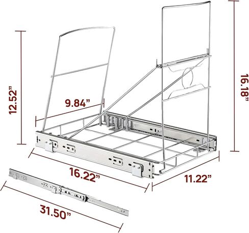 Pull Out Trash Can, Stainless Steel Kitchen Adjustable Trash Slide Out Shelf, Cabinet Trash Can Pull Out Kit, Trash Can Not Included.(Sliver) in Saudi Arabia