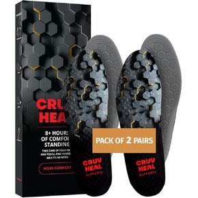 (New) Work Comfort Orthotic Insoles - Anti Fatigue Shoe Insert Men Women - Low Arch Support - Shock Absorption - Foot Pain Relief - Work Boot Insoles (Black Hexagons, XXL)