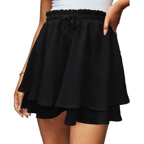 Women's Women's Summer Flowy Ruffle Hem Skirt Elastic High Waist Casual Boho Floral Skorts