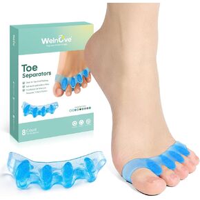 Welnove Toe Separator Bunion Corrector - 8 Pcs Gel Toe Straightener to Restore Hammertoes to Their Original Shape for Women Men, Toe Spacers for Gifts (Deep Red)
