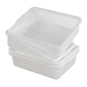 4-Pack 13 Liter Commercial Bus Tubs, White Plastic Wash Basin Bus Tote