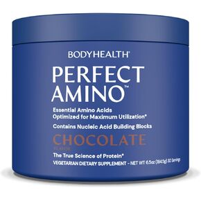 BodyHealth PerfectAmino Powder - BCAA and EAA Powder for Pre and Post Workout - Amino Acid Energy Drink Powder for Men and Women to Support Lean Muscle and Recovery - Mocha - 60 Servings