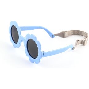 Baby flower Sunglasses with Strap girls Flexible Bendable Polarized Sunglasses for Infant Boys Girls 0-24 Months