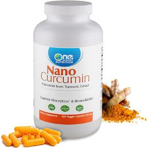One Planet Nutrition Nano Curcumin 500 mg، مكملات الكركم الكركمين القابلة للذوبان في الماء، الكركمين المغلف بالجسيمات النانوية، امتصاص أفضل، كبسولات الكركم - 60 كبسولة نباتية