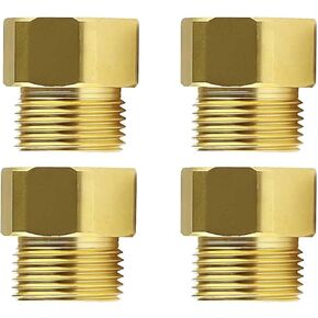 4PCS Brass Pipe Fitting, 1/2" Female NPT Thread X 1/2" Male NPT Thread Brass Hex Reducer Adapter 1200psi High Pressure