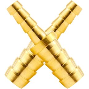Beduan Brass Hose Barb Reducer, 1/2" to 5/16" Barb Hose ID, Reducing Barb Brabed Fitting Splicer Mender Union Air Water Fuel (Pack of 2)