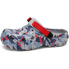 Men's Garden Clogs Graphic Mules Clog Slip On Beach Sandals for Men Outdoor Slippers with Adjustable Strap