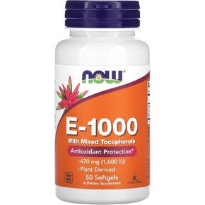 NOW Supplements, Vitamin E-1,000 IU Mixed Tocopherols, Antioxidant Protection*, 50 Softgels